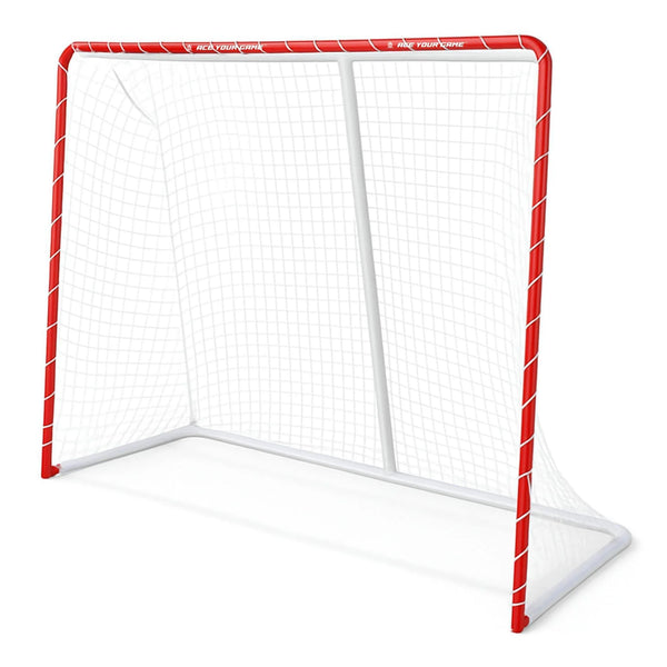Metal Street Hockey Goal 54X44 Inch Heavy Duty Steel Frame with Net Outdoor Hockey Net for Youth & Adults Ball Roller & DEK Hockey Practice Goal Easy Assembly