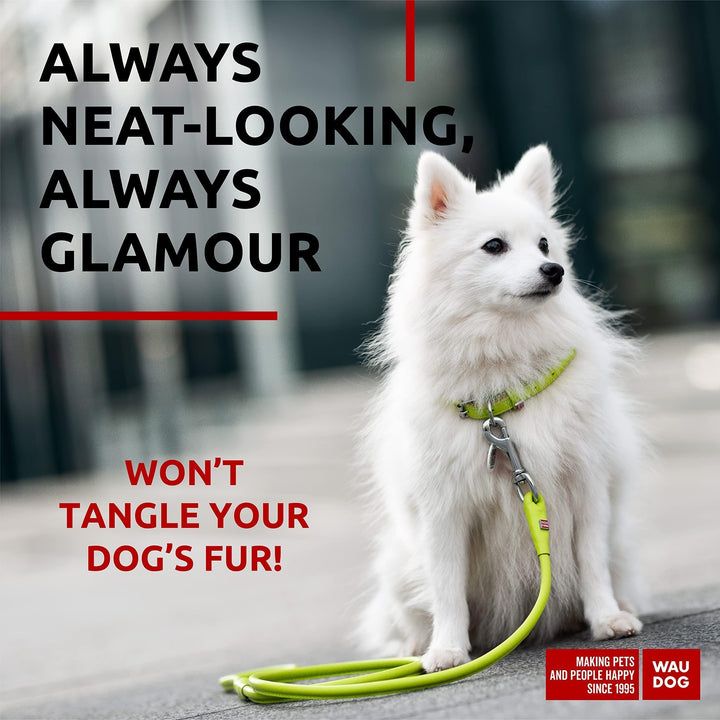 WAUDOG Rolled Leather Dog Leash 4Ft * 0.3 in for Small Medium and Large Dogs Heavy Duty Leather Puppy Leash for Outdoor Walking Running Training Strong Dog Leashes for Large Breed Dogs (Green)