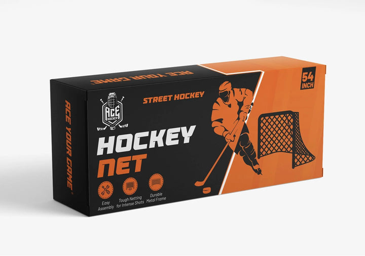 Metal Street Hockey Goal 54X44 Inch Heavy Duty Steel Frame with Net Outdoor Hockey Net for Youth & Adults Ball Roller & DEK Hockey Practice Goal Easy Assembly