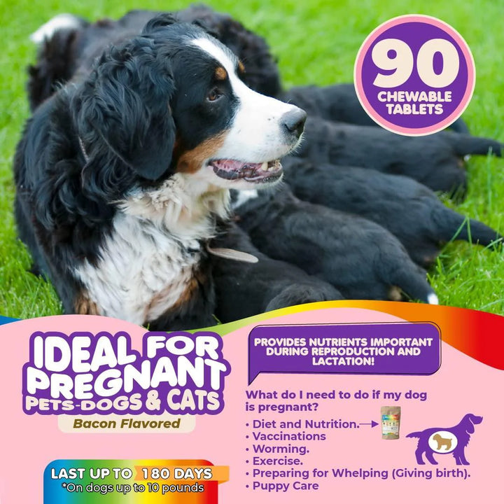 Prenatal Dog Vitamins Multivitamin for Dogs and Cats with Folic Acid Minerals