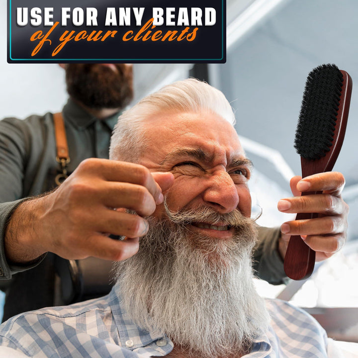Boar Bristle Beard Brush for Men – 9 Soft Boar Bristle Hair Brush for Slick Back Beards & Mustaches – Ergonomic Handle Non Slip Grip Durable Design Thoughtful Gift for Grooming Enthusiasts