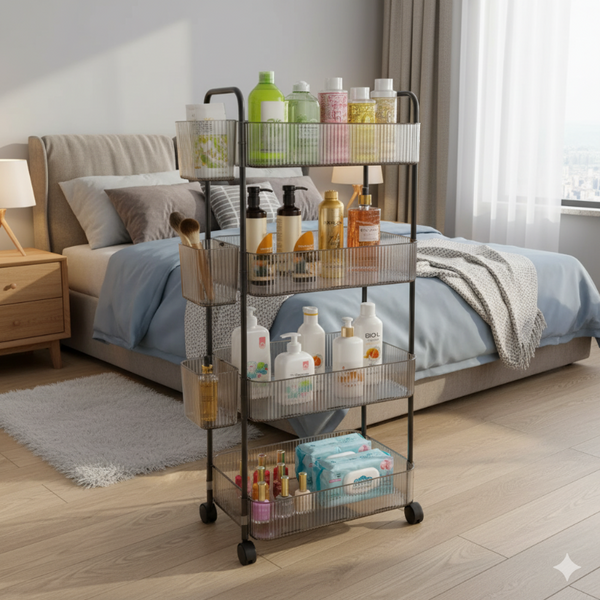 4-Tier Acrylic Utility Rolling Trolley by Limon