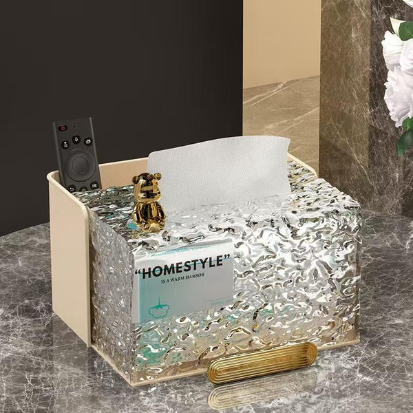 GlacierView Tissue Box with Remote Holder