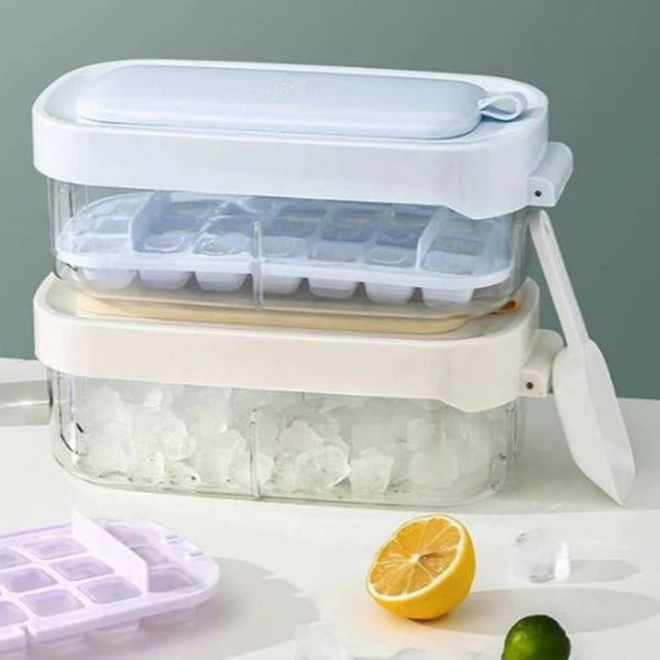 Press & Store Ice Box with 2 Trays & Shovel