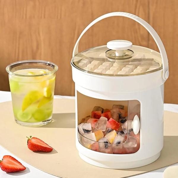 Press & Serve Cube Tray Bucket with Ice Tong