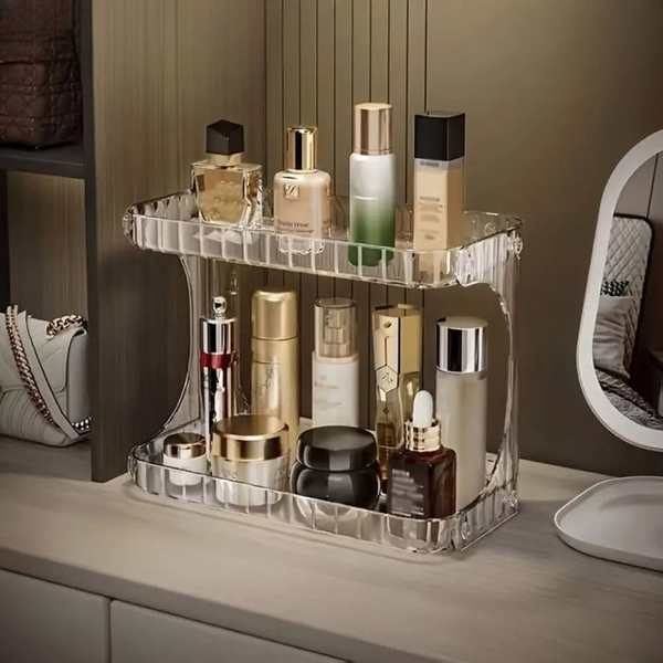 Wall-mounted 2-Tier Transparent Vanity Stand