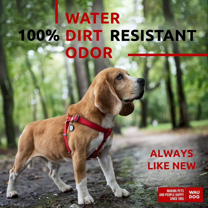 Waterproof Dog Harness Adjustable Dog Harness for Large Dogs Small and Medium Dogs Heavy Duty Dog Harness with Durable Metal Clasp and QR Dog Tag Boy & Girl Dog Harness Red (20 32In)